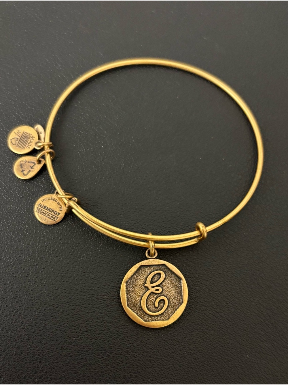 Alex and Ani Initial 'E' Charm Bangle Bracelet